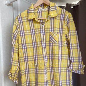 Yellow oversized plaid button down